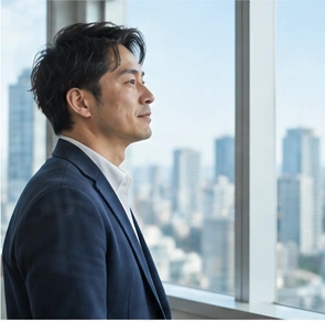 仕事中に考える男性